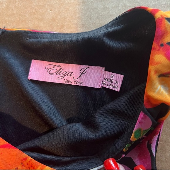 Eliza J. Hibiscus orchids print sleeveless chiffon maxi dress, fully lined, sz 6 - Picture 2 of 14